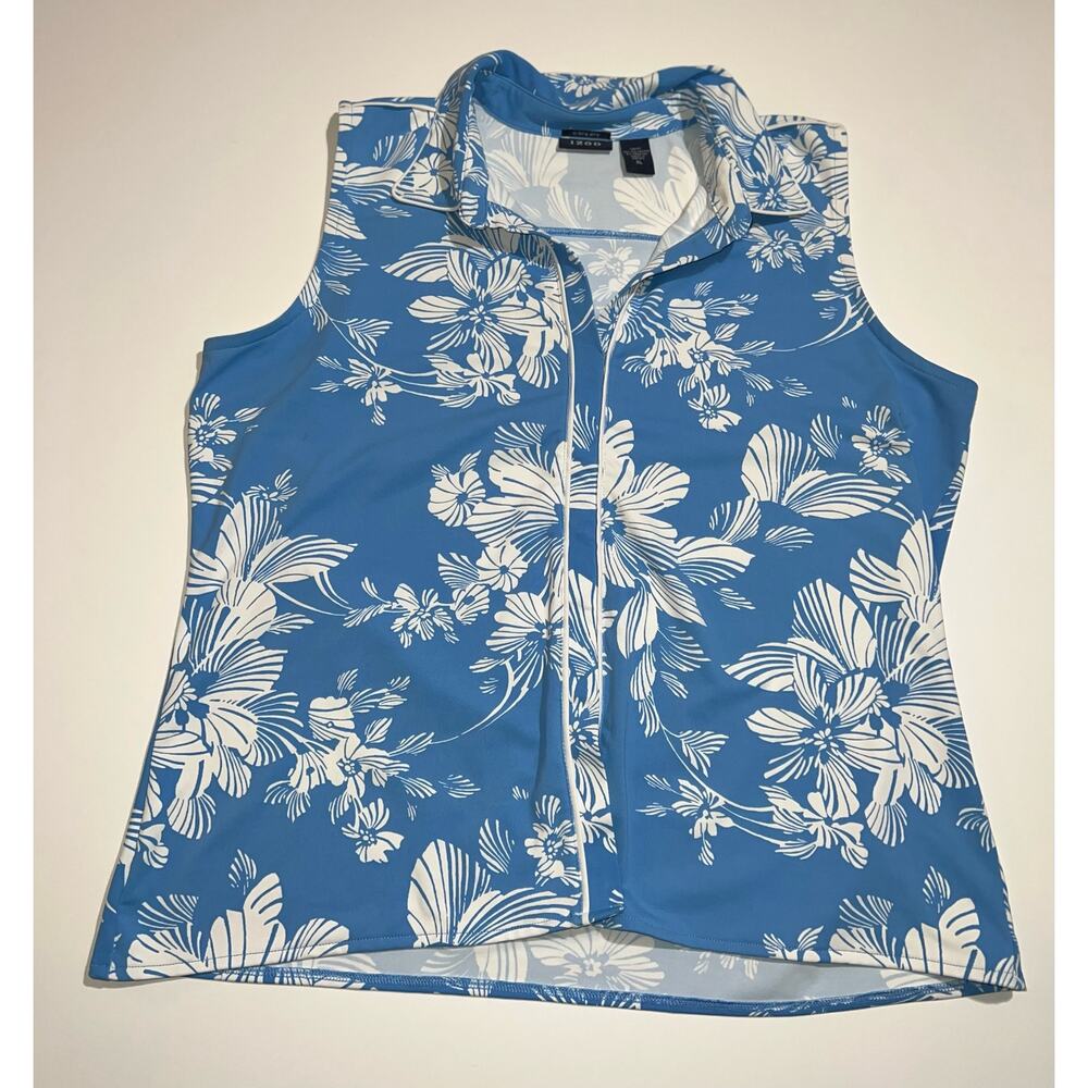 IZOD women’s x-tra dry sleeveless blue & white top - Picture 11 of 12